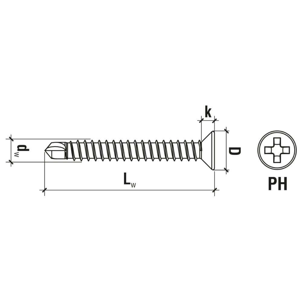 Wkręt zbrojeniowy z końcówką wiercącą