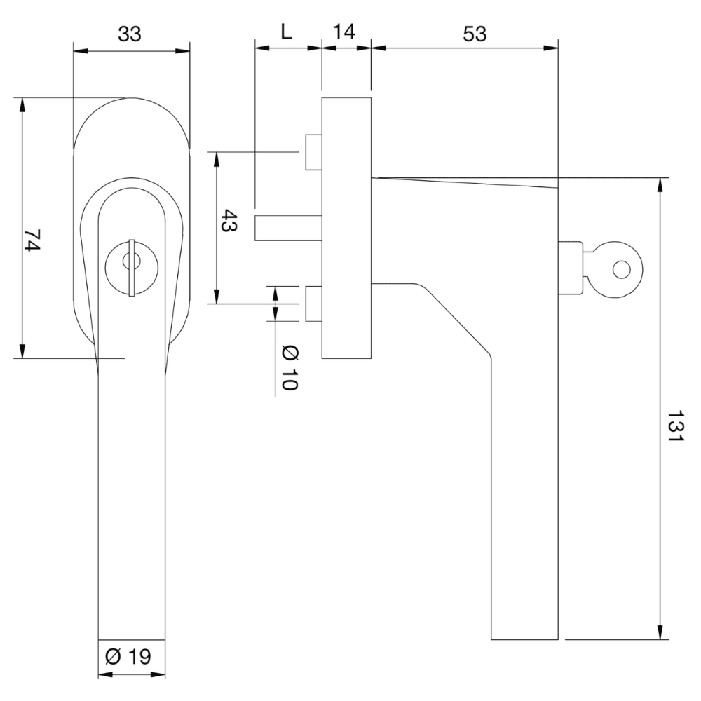 FGS Edelstahl 90°-Form abschließbar 200 Nm