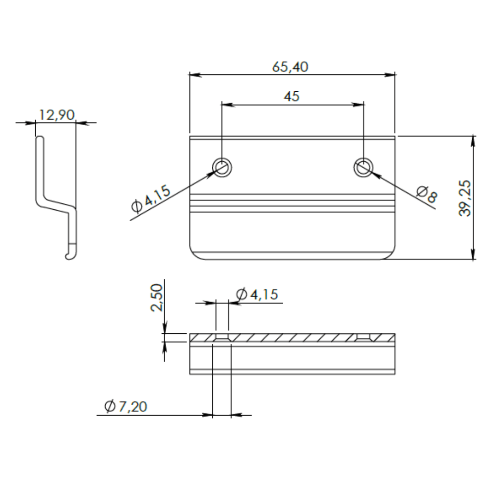 Glasfalzgriff ohne Steg