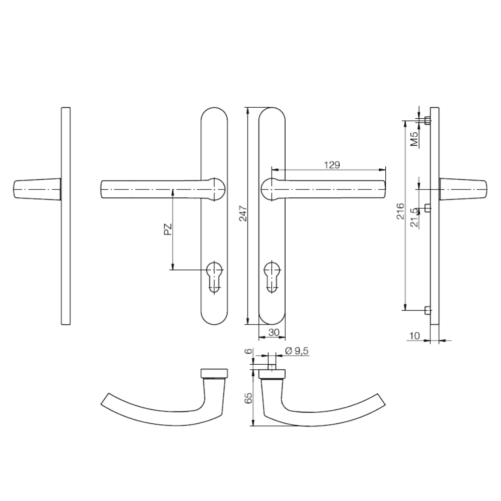 Klamka drzwiowa DGT30 PZ92 216