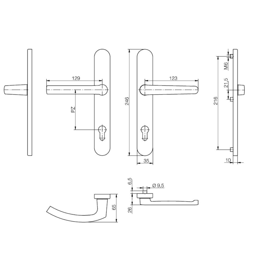 Klamka drzwiowa DGT35 PZ92 216 pod żaluzję