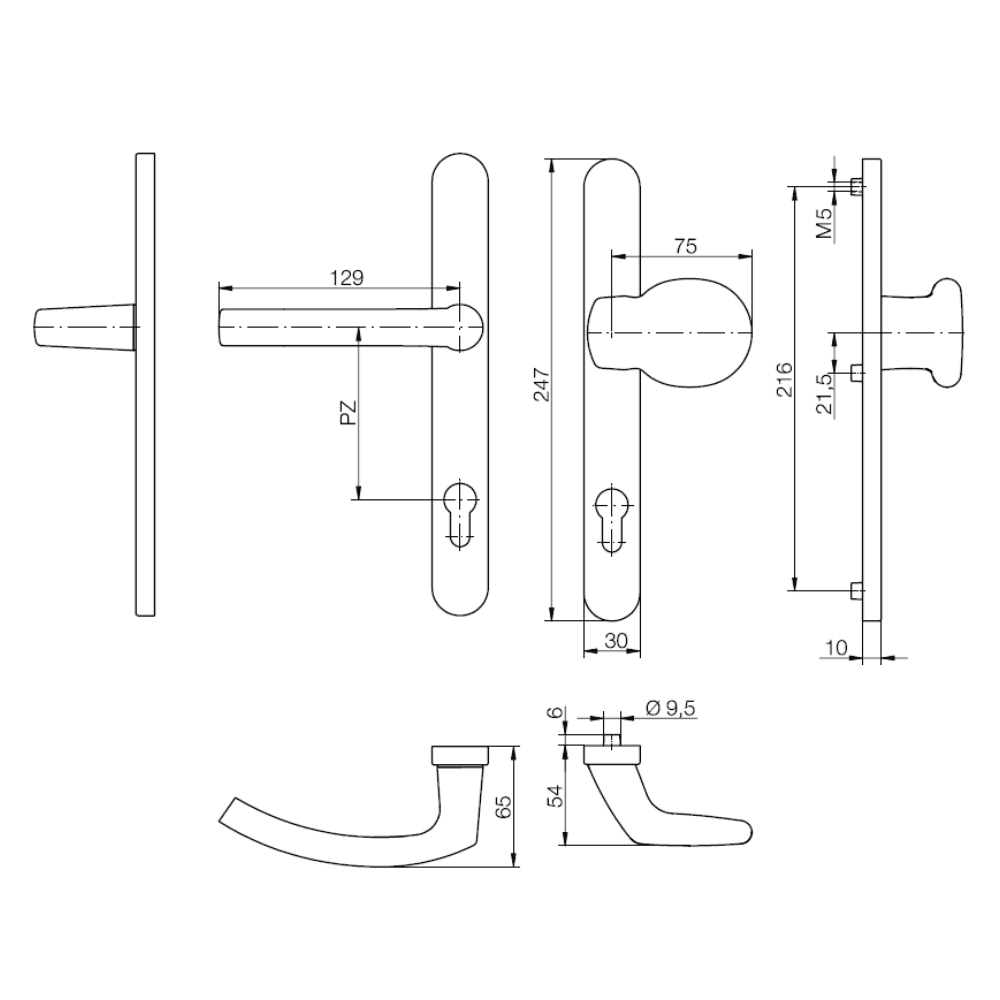 Klamka drzwiowa z gałką KGT30