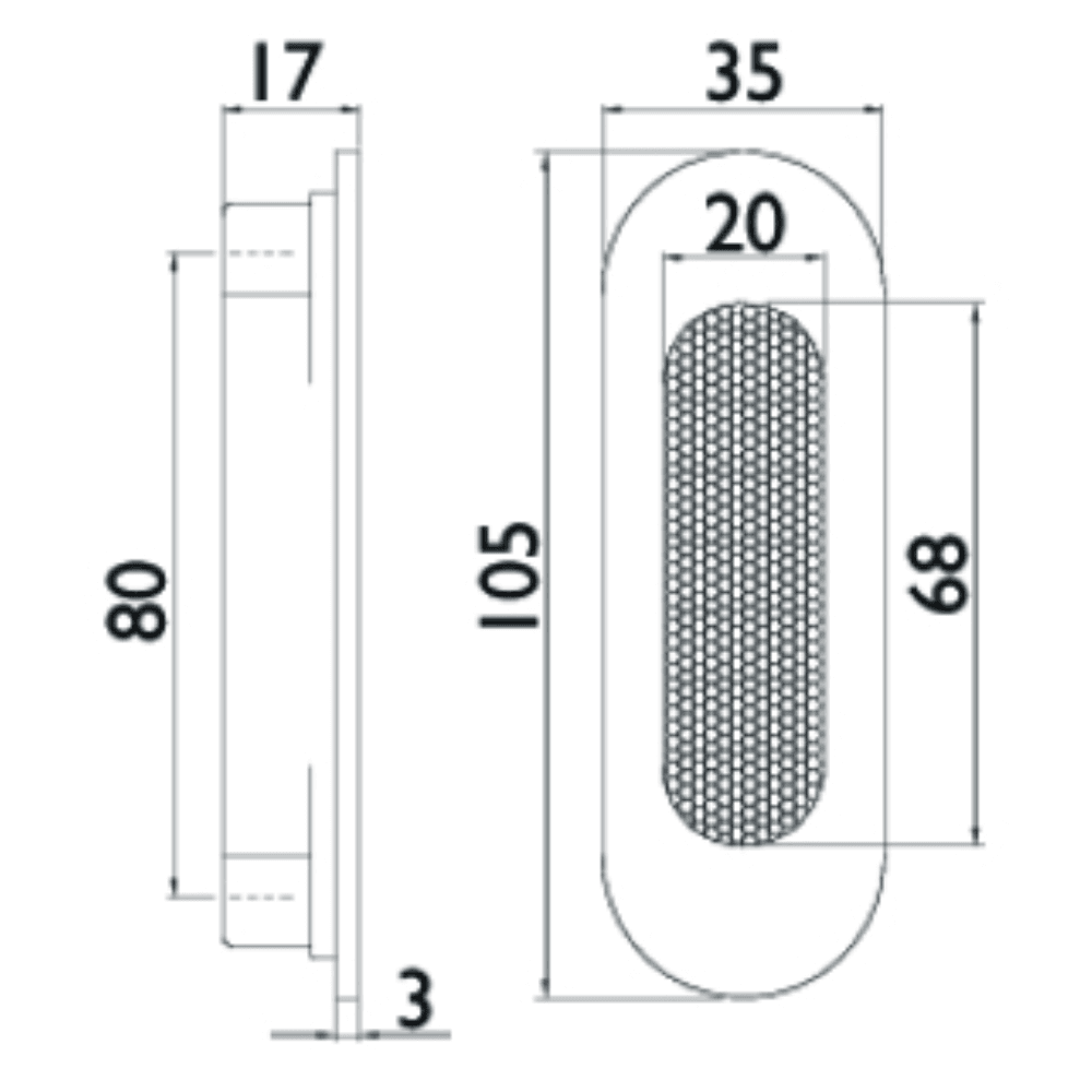Schiebetürmuschel oval
