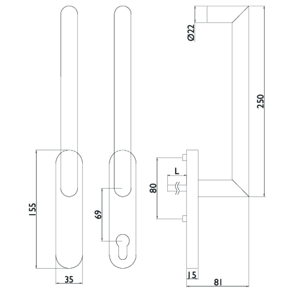 blaugelb Hebe-Schiebetürgriff