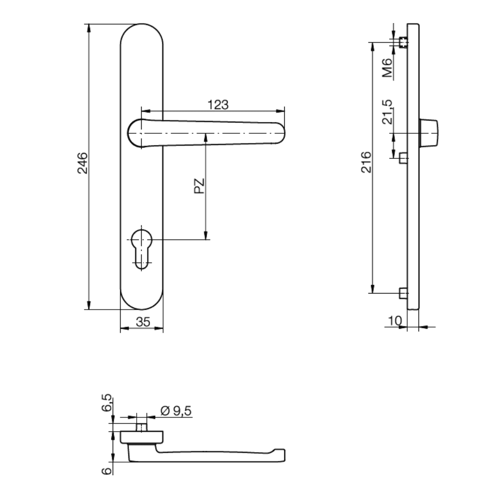 Rollladengarnitur ½ NGT35 außen PZ92